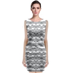 Black And White Tribal Print Pattern Classic Sleeveless Midi Dress by dflcprintsclothing