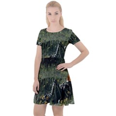 Astronaut Lying In Flowers Fantasy Cap Sleeve Velour Dress  by artworkshop