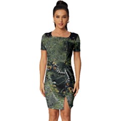 Astronaut Lying In Flowers Fantasy Fitted Knot Split End Bodycon Dress by artworkshop