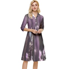 Purple Flower Pattern Classy Knee Length Dress by artworkshop