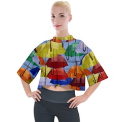 Umbrellas Colourful Mock Neck Tee