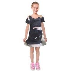 Ski Mask  Kids  Short Sleeve Velvet Dress by Holyville