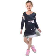 Ski Mask  Kids  Long Sleeve Velvet Dress by Holyville