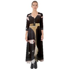 Ski Mask  Button Up Boho Maxi Dress by Holyville