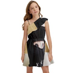 Ski Mask  Kids  One Shoulder Party Dress by Holyville