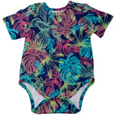 Neon Leaves Baby Short Sleeve Bodysuit by fructosebat