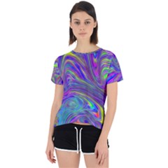 Abstract With Blue Open Back Sport Tee by bloomingvinedesign