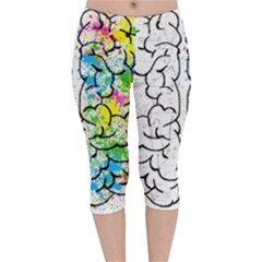 Brain-mind-psychology-idea-drawing Velvet Capri Leggings  by Jancukart