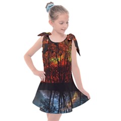 Space Nature Fantasy Trees Kids  Tie Up Tunic Dress by Ravend