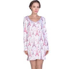 Eiffel Tower Pattern Wallpaper Long Sleeve Nightdress by Ravend