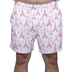 Eiffel Tower Pattern Wallpaper Men s Shorts by Ravend