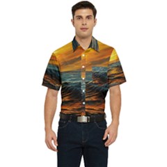 Ocean Sunset Sea Ocean Sunset Men s Short Sleeve Pocket Shirt  by Ravend