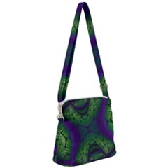 Abstract Art Fractal Zipper Messenger Bag by Ravend