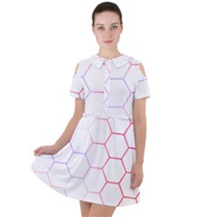 Abstract T- Shirt Honeycomb Pattern 7 Short Sleeve Shoulder Cut Out Dress  by maxcute