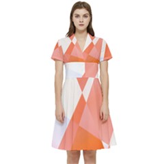 Abstract T- Shirt Peach Geometric Chess Colorful Pattern T- Shirt Short Sleeve Waist Detail Dress by maxcute