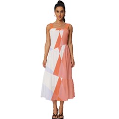 Abstract T- Shirt Peach Geometric Chess Colorful Pattern T- Shirt Square Neckline Tiered Midi Dress by maxcute