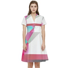 Abstract T- Shirt Pink Bright Abstract Geometry Minimalism T- Shirt Short Sleeve Waist Detail Dress by maxcute