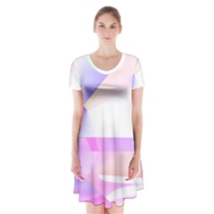 Abstract T- Shirt Purple Minimalistic Abstract Digital Art T- Shirt Short Sleeve V-neck Flare Dress by maxcute