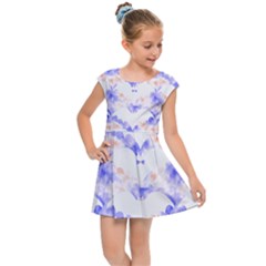 Bat Pattern T- Shirt Bats And Bows Blue Orange T- Shirt Kids  Cap Sleeve Dress by maxcute