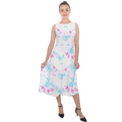 Bat Pattern T- Shirt Bats And Bows Blue Pink T- Shirt Midi Tie-back Chiffon Dress by maxcute