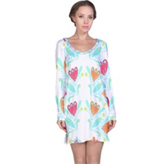 Batik T- Shirt Batik Flower Pattern 5 Long Sleeve Nightdress by maxcute