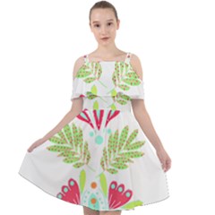 Batik T- Shirt Batik Flowers Pattern T- Shirt Cut Out Shoulders Chiffon Dress by maxcute