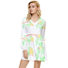 Bird Lover T- Shirtbird T- Shirt (23) Tiered Long Sleeve Mini Dress by maxcute