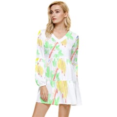 Bird Lover T- Shirtbird T- Shirt (5) Tiered Long Sleeve Mini Dress by maxcute