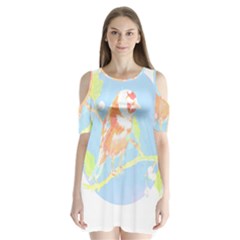 Birds Illustration T- Shirtbird T- Shirt (1) Shoulder Cutout Velvet One Piece by maxcute