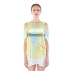 Birds Illustration T- Shirtbird T- Shirt (3) Shoulder Cutout One Piece Dress by maxcute