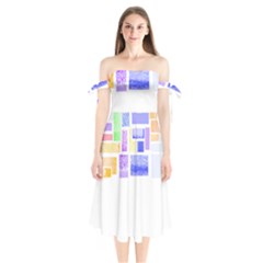 Blocks T- Shirt Blockage Abstract Art 2 T- Shirt Shoulder Tie Bardot Midi Dress by maxcute