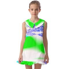 Blue Green Black Abstract Art T- Shirt Blue Green Black Abstract Art T- Shirt Kids  Pilgrim Collar Ruffle Hem Dress by maxcute