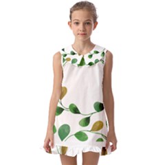 Boho Leaf Pattern T- Shirt Boho Leaf Pattern T- Shirt Kids  Pilgrim Collar Ruffle Hem Dress by maxcute