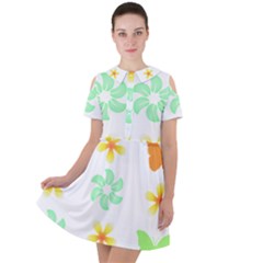 Butterfly Garden Flowers Pattern T- Shirt Butterfly Garden Flowers Pattern T- Shirt Short Sleeve Shoulder Cut Out Dress  by maxcute