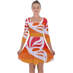 Butterfly T- Shirt Butterfly Orange Red Gradient T- Shirt Quarter Sleeve Skater Dress by maxcute