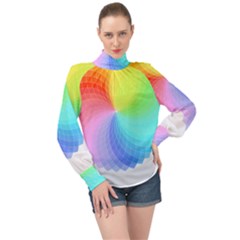 Color Wheel T- Shirt Color Wheel T- Shirt High Neck Long Sleeve Chiffon Top by maxcute