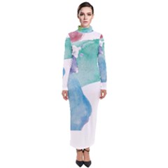 Colourful Pattern T- Shirt Colourful Watercolor Rainbow Bubbles T- Shirt Turtleneck Maxi Dress by maxcute