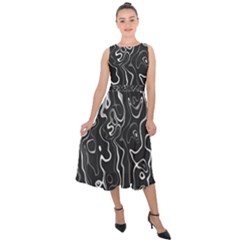 Cool Design Art T- Shirt Black And White Damascus Abstract Pattern T- Shirt Midi Tie-back Chiffon Dress by maxcute