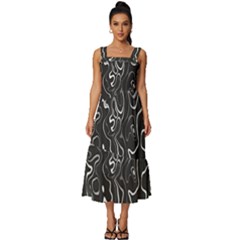 Cool Design Art T- Shirt Black And White Damascus Abstract Pattern T- Shirt Square Neckline Tiered Midi Dress by maxcute