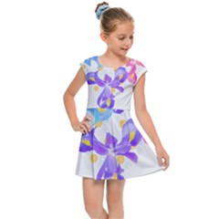 Daisies In Bloom T- Shirt Daisy Iris Heart Flower Floral Pattern Daisies T- Shirt Kids  Cap Sleeve Dress by maxcute