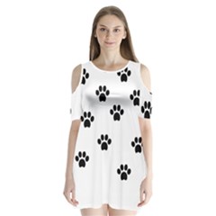 Dog Paw Print T- Shirt Paw Pattern 6 Shoulder Cutout Velvet One Piece by maxcute