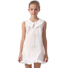 Dog Paw Print T- Shirt Paw Pattern T- Shirt Kids  Pilgrim Collar Ruffle Hem Dress by maxcute