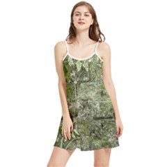 Old Stone Exterior Wall With Moss Summer Frill Dress by dflcprintsclothing