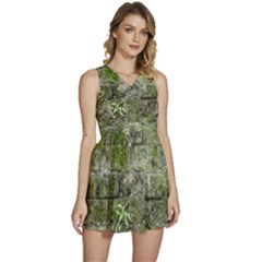 Old Stone Exterior Wall With Moss Sleeveless High Waist Mini Dress by dflcprintsclothing