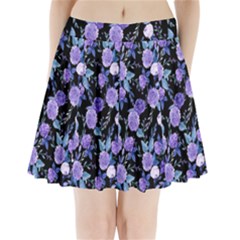 Dark Floral Pleated Mini Skirt by fructosebat