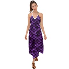 Purple Scales! Halter Tie Back Dress  by fructosebat