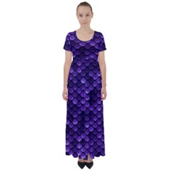 Purple Scales! High Waist Short Sleeve Maxi Dress by fructosebat