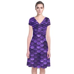 Purple Scales! Short Sleeve Front Wrap Dress by fructosebat