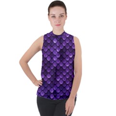 Purple Scales! Mock Neck Chiffon Sleeveless Top by fructosebat