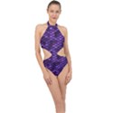 Purple Scales! Halter Side Cut Swimsuit View1